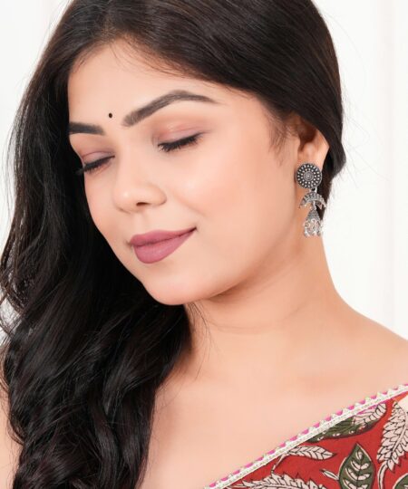 Women Traditional Silver AZ838-OXidised Jhumka Set | German Silver Chand Baliyan & Jhumkas Earrings for Women | Birthday & Anniversary Gift -AZ838-OX-ER51