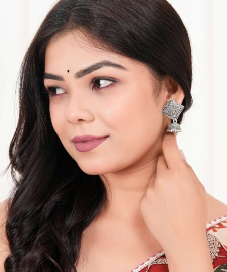 Women Traditional Silver AZ838-OXidised Jhumka Set | German Silver Chand Baliyan & Jhumkas Earrings for Women | Birthday & Anniversary Gift -AZ838-OX-ER50