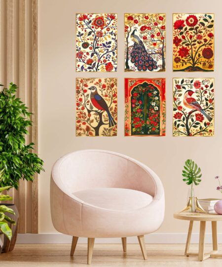 Set of Six Wall Paintings for Wall Dacoration Golden Framed Wall Paintings for Living Room & Bedroom Wall Art for Home Decoration & Office Wall Décor (17x13 inch CH-GD6-9)