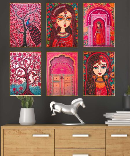 Set of Six Wall Paintings for Wall Dacoration Golden Framed Wall Paintings for Living Room & Bedroom Wall Art for Home Decoration & Office Wall Décor (13x10 inch CH-GD6-4)