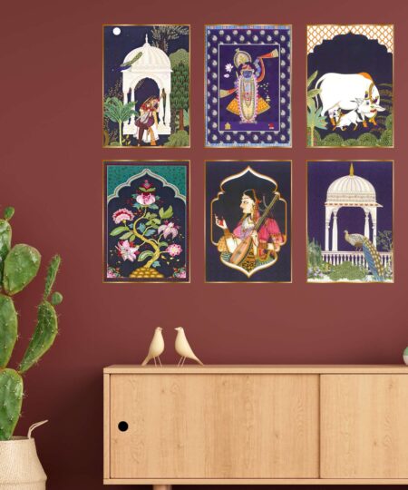 Set of Six Wall Paintings for Wall Dacoration Golden Framed Wall Paintings for Living Room & Bedroom Wall Art for Home Decoration & Office Wall Décor (13x10 inch CH-GD6-3)