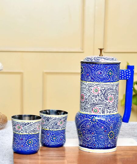 ALUMINIUM JUG WITH GLASS