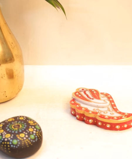 Handcrafted Marble Ganesh Chopra | Twin-Lidded Ritual Box with Meenakari Art